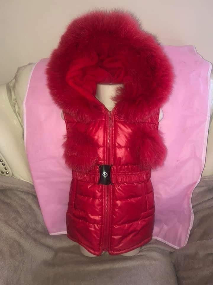 Gilets With Fox Fur Trim and PomPoms