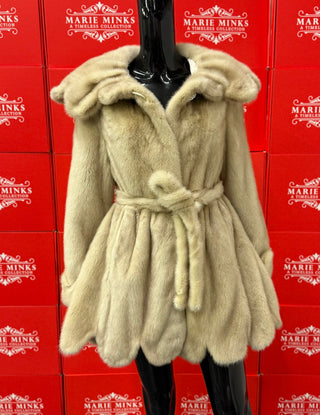 SALE BEIGE “BELLA” LUXURY MINK FUR COAT