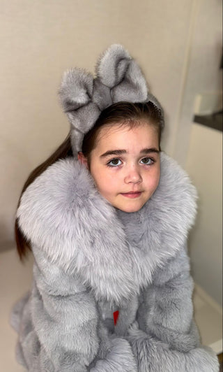 Kids Mink Fur Bow Headbands