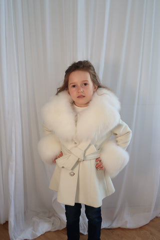 Kids Cashmere Coat Big Collar