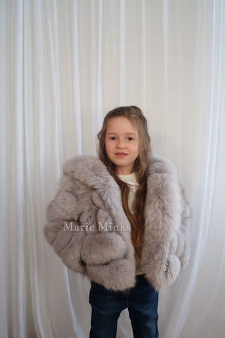 New Style 2 in 1 Fox Fur Crop Coat Kids