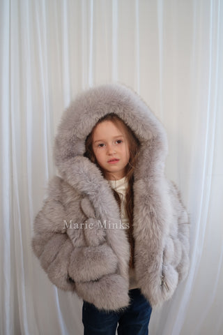 New Style 2 in 1 Fox Fur Crop Coat Kids