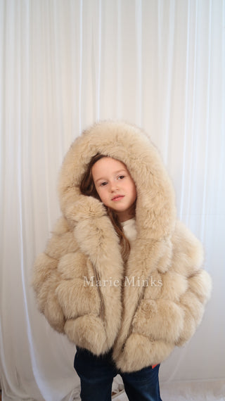 New Style 2 in 1 Fox Fur Crop Coat Kids