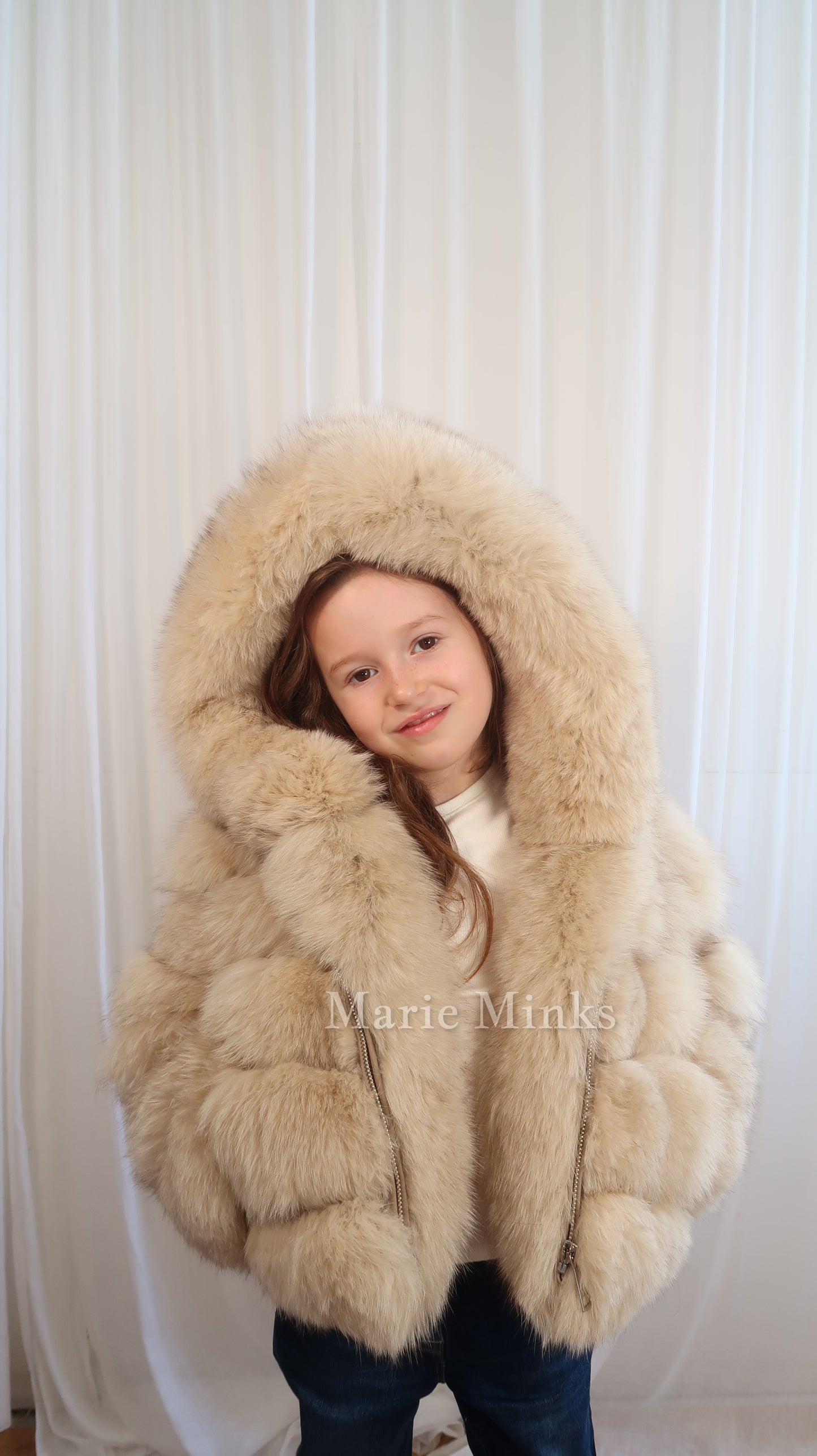 New Style 2 in 1 Fox Fur Crop Coat Kids