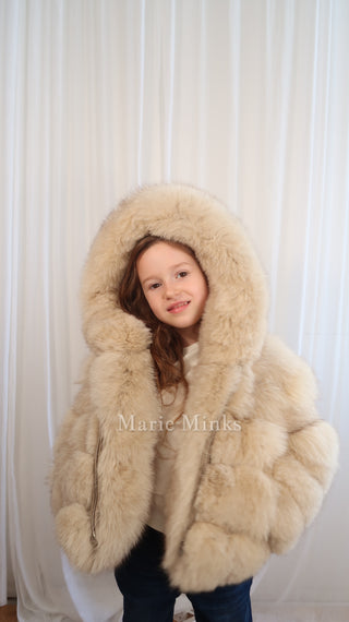 New Style 2 in 1 Fox Fur Crop Coat Kids