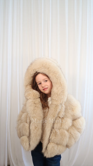 New Style 2 in 1 Fox Fur Crop Coat Kids