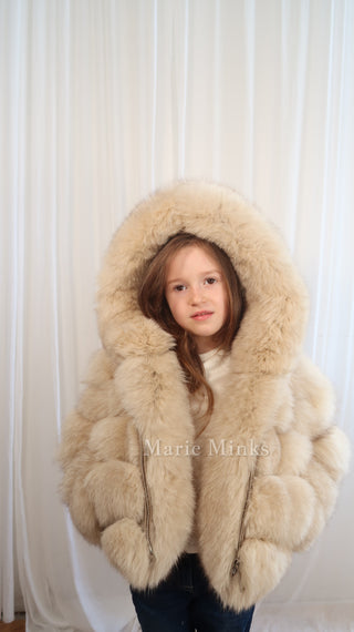 New Style 2 in 1 Fox Fur Crop Coat Kids