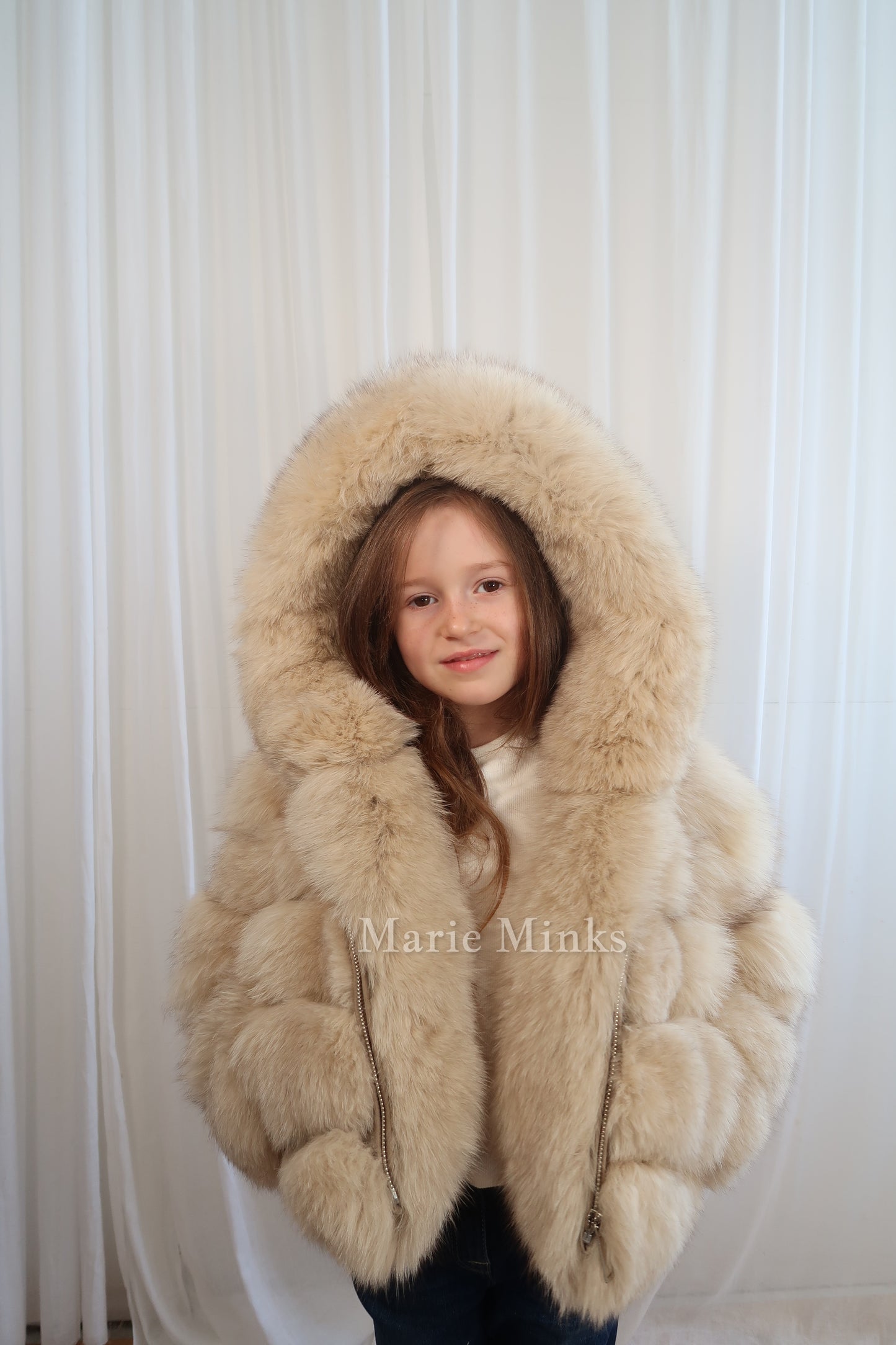 New Style 2 in 1 Fox Fur Crop Coat Kids