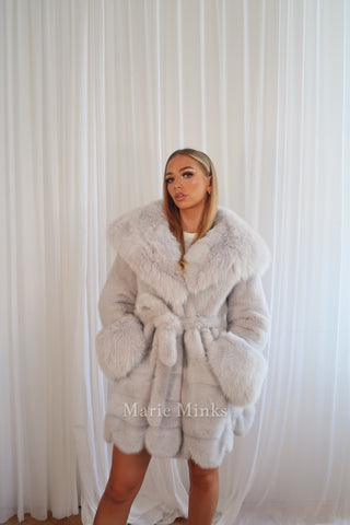 THE NAOMI MINK FUR COAT WITH FOX HOOD