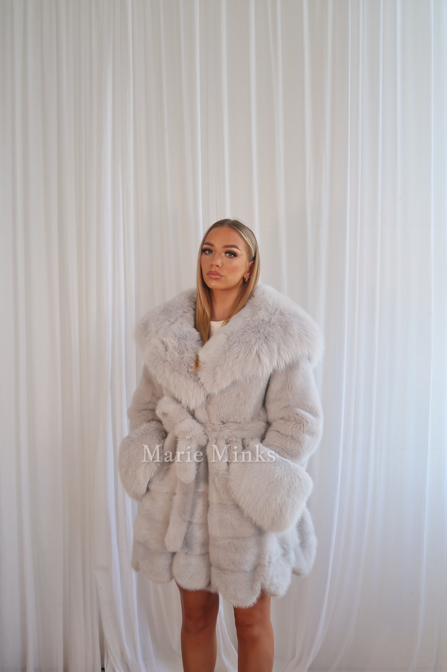 THE NAOMI MINK FUR COAT WITH FOX HOOD