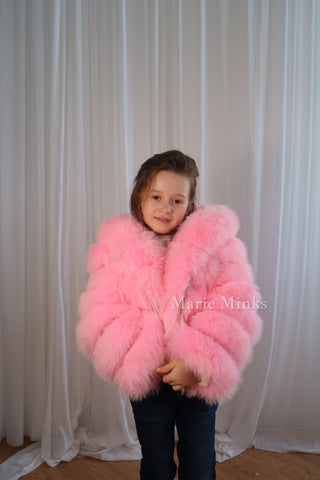 New Style 2 in 1 Fox Fur Crop Coat Kids