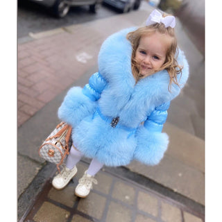 Kids Fox Fur 4 Row Romany Coat