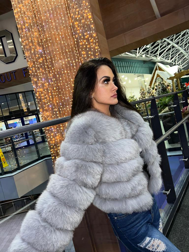 Limited Edition Marie Minks Fox Fur Coat In Grey