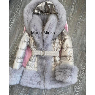 Kids Fox Fur 4 Row Romany Coat