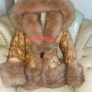 Kids Fox Fur 4 Row Romany Coat